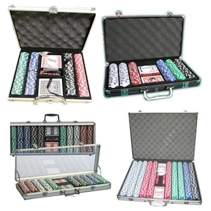 Caja de juego de póker de cuero portátil profesional al por mayor caja de juego de fichas de póker de viaje de lujo con 200/300/500/1000 fichas - Product Image 6