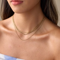 Collier chaîne vintage en acier inoxydable, colliers superposés à trois couches pour femmes