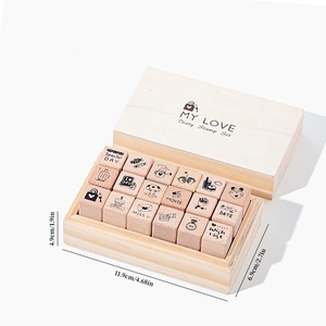 Décoration de bureau, tampon en caoutchouc mignon en bois, petite boîte en bois pour la création de cartes, artisanat DIY, fournitures et accessoires de scrapbooking - Product Image 3