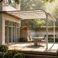Auvent en aluminium courbé sur mesure pour extérieur, avec toile en polycarbonate résistante aux UV et au vent, protection solaire et pluie pour appartements, passages et ateliers