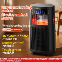 Pemanas Ruangan Graphene PTC dengan Pelembap Udara, Kipas Pemanas Listrik Tenang Berosilasi untuk Kamar Tidur, Ruang Tamu, Musim Dingin