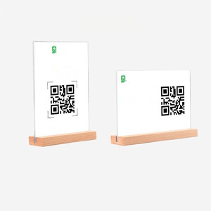 T hình dạng cơ sở gỗ Acrylic dấu hiệu chủ A4 rõ ràng Bảng hiển thị đứng bằng gỗ dấu hiệu chủ A4 Acrylic bảng lều đơn chủ - Product Image 6