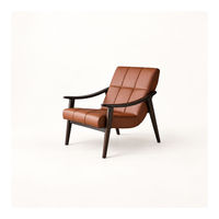 Chaise longue rembourrée de style cuir moderne avec structure en bois massif, fauteuil d'appoint pour salon ou coin lecture