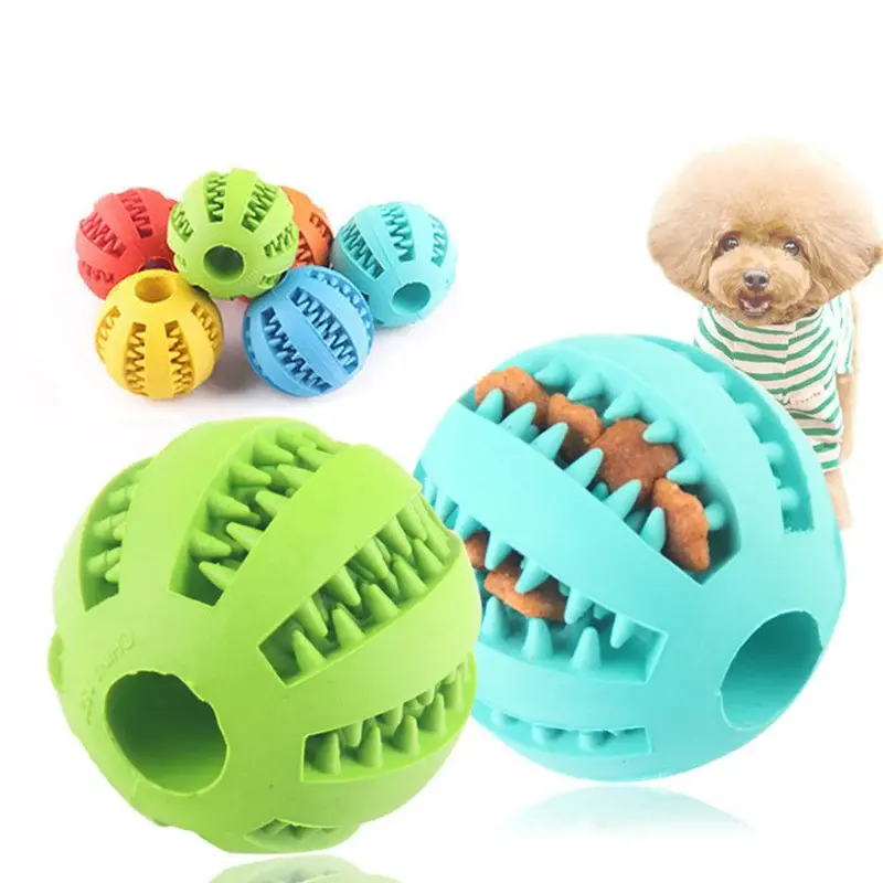 Nuovo giocattolo da masticare palle resistenti in gomma morbida resistente ai morsi Non tossici per animali domestici mangiatoia per la pulizia dei denti giocattoli con palline