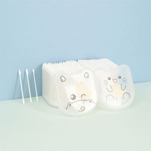 Boîte en forme de chat 300 pièces bâton de papier tête en spirale Micro-tige bébé coton-tige pas cher coton-tige - Product Image 2