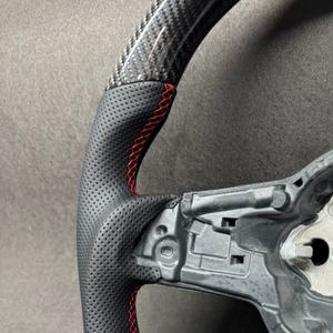 Volante de cuero de estilo deportivo modificado personalizado para Volkswagen <span class=keywords><strong>Golf</strong></span> MK5 MK6 MK7 con acentos de fibra de carbono - Product Image 6