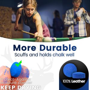 SOLROS STUDIO Embouts de queue de billard bleus en cuir, kit de remplacement de 100 embouts avec colle et boîte de rangement pour queues de billard - Product Image 6