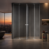 Porte de douche pivotante FUSA, paroi de douche encadrée carrée, cabine de douche en verre trempé de 10 mm, acier inoxydable 304, hôtel, appartement