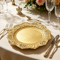 Assiettes de Présentation Empilables en Plastique PP Doré Filigrané, Découpées en Treillis, Style Américain, Idéales pour Fêtes, Mariages et Banquets – Vente Chaude