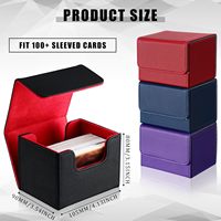 Boîte de rangement de cartes TCG de bureau en cuir PU premium, écologique, magnétique, capacité 100 cartes, durable, étanche et flexible