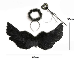 Commercio all'ingrosso di HS più basso <span class=keywords><strong>piume</strong></span> di ala di tacchino rosa bianco grande artigianato tinto vero e proprio angeli del partito Cosplay di Halloween per la vendita - Product Image 2