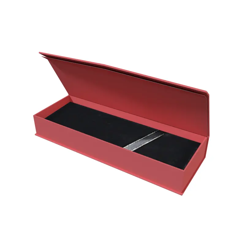 カスタムロゴデザインロゴ付きブラックペンボックスマグネットボックス付きシングルペンペーパーボックス、フォームインサート付きラグジュアリーギフト用