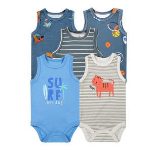 Unisexe été solide bébé barboteuse gilet usine exportation en gros sans manches Onesie décontracté Triangle <span class=keywords><strong>combinaison</strong></span> bouton pour garçons filles - Product Image 2