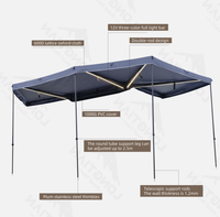 Auvent XL à double poteau 270 degrés, entièrement LED, en Oxford 600D et PVC 1000G, avec pieds télescopiques et embout en acier inoxydable, pour le tout-terrain