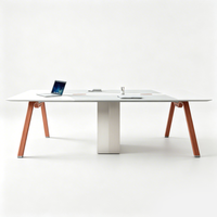 Table de conférence - Système Morandi Orange Colorblock - Bois écologique - Design moderne - Multifonctionnelle - Simple et durable