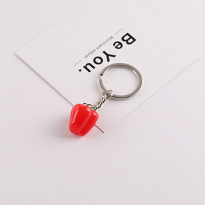 Porte-clés Pendentif Piment en Alliage de Zinc Rouge Jaune Vert, Forme Alimentaire, Cadeau, Breloque, Accessoire - Product Image 2