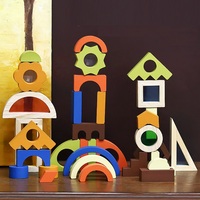 Bloques de Construcción Creativos Montessori para Bebés, Juguetes Educativos de Apilamiento y Equilibrio para Niños, Bloques de Madera de Arcoíris