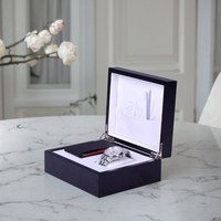 Laque de piano arabe de luxe haut de gamme ensemble de boîte de montre en bois noir MDF recyclable écologique couvercle à rabat de stratification mate personnalisé