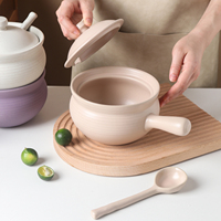Bocaux à épices en gros, couleurs et logos personnalisés OEM, bocaux en céramique à poignée unique, bols à soupe, bocaux à graisse en céramique avec couvercles et cuillères