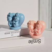 Moule en silicone en forme de cœur pour famille d'ours, moule 3D chaud pour animaux de la famille, pour décoration artisanale DIY