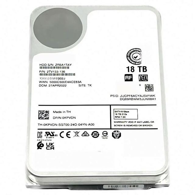18M8N 18TB 7200 RPM SAS 12Gbps 512e 3.5" Hot-Plug Hard Drive with Carrier SSD for Server Enterprise SSD