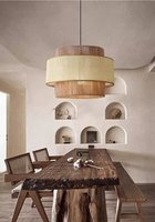 Lustre suspendu en rotin, luminaire de plafond bohème, lampe suspendue tressée, panier lumineux pour îlot de cuisine et chambre à coucher