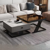 Table Basse Convertible en Bois, Style Moderne et Durable, Simple et Luxueuse, Meuble Portable pour Salon