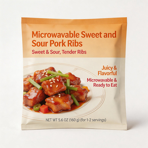 Sachet alimentaire à trois soudures latérales pour côtes de <span class=keywords><strong>porc</strong></span> aigres-douces en sauce, sac laminé en aluminium pour plats préparés - Product Image 1