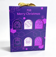 Calendrier de l'Avent de Noël moderne avec ruban et pelliculage mat pour emballage surprise saisonnier