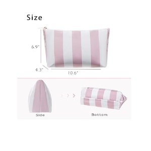 Sac de maquillage rayé imperméable en PVC, sacs cosmétiques transparents, faciles à nettoyer, organisateur, pochette de voyage, pochette de plage - Product Image 2