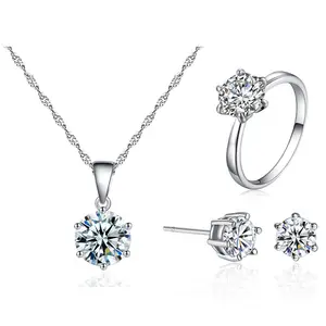 JC crystal High quality Ladies zircon channel jewelry set earrings necklace ring Bridal Jewelry set