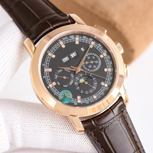 Montre mécanique de luxe haut de gamme pour homme, cadran noir, boîtier or rose, calendrier complet, fonction phases de lune, nouvelle collection 2026 - Product Image 4