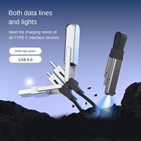 Cable Multifuncional Tipo-C con Cargador, Linterna, USB 2.0, Carga Súper Rápida de 240w, Cable de Datos 4 en 1