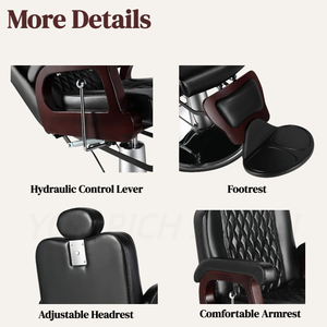 Chaise de barbier professionnelle, chaise de salon hydraulique inclinable, mobilier de salon classique en PU imperméable pour salon de coiffure, barbier pour <span class=keywords><strong>hommes</strong></span> - Product Image 6