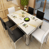 Bens — ensemble de Table à manger de Style moderne et luxueux, meuble en marbre noir et blanc avec 6 chaises