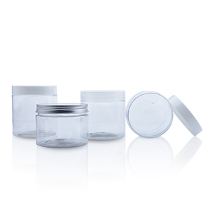 150ml transparent aluminum lid pet plastic jar wide mouth 8oz 100ml 200ml containers clear plastic pet jars
