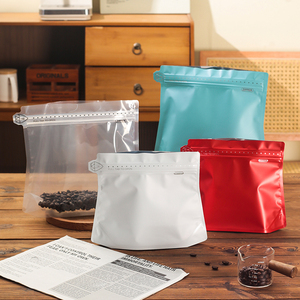 Bolsas de Café de Aluminio con Cierre Ziplock, Base Plana y Válvula Unidireccional, Impresión de Alta Calidad, para Empacar Granos Tostados - Product Image 1