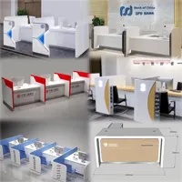 Bureau de bureau moderne en bois peint comptoir de banque table de signature pour le bureau de réception du Service de crédit