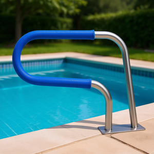 Barandilla para Piscina de 31 x 22 Pulgadas, Acero Inoxidable 304, Resistente, Capacidad de Carga de 220 Libras, Funda Antideslizante Desmontable - Product Image 2