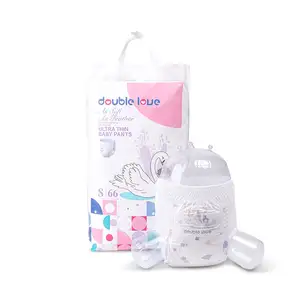 Vente en gros de couches pour bébés personnalisées OEM pour toutes les tailles Double Love Fluff Pulp Breathable Softcare Baby Couches Pull-up Pants