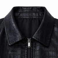 Veste en cuir unisexe de luxe en PU texturé effet croco, coupe ajustée, coupe-vent et imperméable, pour la vente en gros et la personnalisation