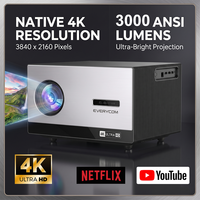 Proyector de Video 4K Nativo 3840x2160 3000 ANSI Lúmenes Everycom Cinelux Smart WiFi Home Game Cinema Proyector 4K