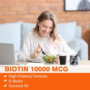 Gélules de biotine à absorption supérieure 10000mcg, favorisent les niveaux d'énergie avec de l'huile de noix de coco, 90 gélules végétales - Product Image 6