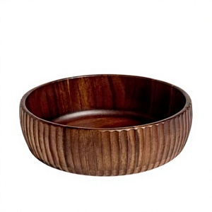 BS International NA211 Classic Eco-Friendly Stocked Camping Serving Bowls OEM ODM Customized Countertop 100% Natural Wood Bowl - Product Image 5