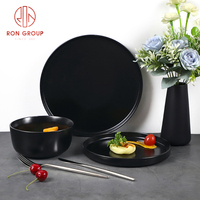 Service de vaisselle en céramique noir mat, vente en gros, vaisselle, plats, bols, vaisselle