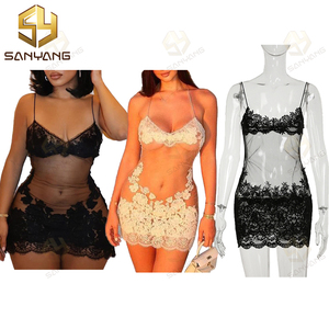 Women's Sexy Lace <strong>Mesh</strong> Mini <strong>Dress</strong> With Spaghetti Strap Backless Design for Summer Holiday <strong>Beach</strong> Party or Clubwear - Product Image 1
