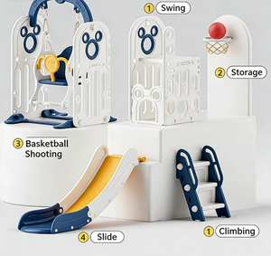 Toboggan combiné en acier inoxydable et plastique, équipement de terrain de jeu pour maternelles, espaces verts et propriétés immobilières, rénovation et non-standard - Product Image 2