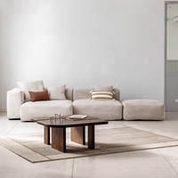 Canapé d'angle modulable Zayshine en velours côtelé crème, style nordique moderne, 2-3 places, pour salon, appartement ou villa, lavable
