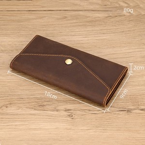 Vintage Hakiki Deri Zarf Kartlık Crazy Horse Deri Çıtçıtlı Kapatmalı Cüzdan İnce Kredi Kartı Düzenleyici Erkekler ve Kadınlar için - Product Image 6