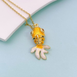 Pendentif <span class=keywords><strong>poisson</strong></span> <span class=keywords><strong>rouge</strong></span> coloré bricolage océan dessin animé gouttelettes 18K or <span class=keywords><strong>poisson</strong></span> pendentif collier en gros - Product Image 5